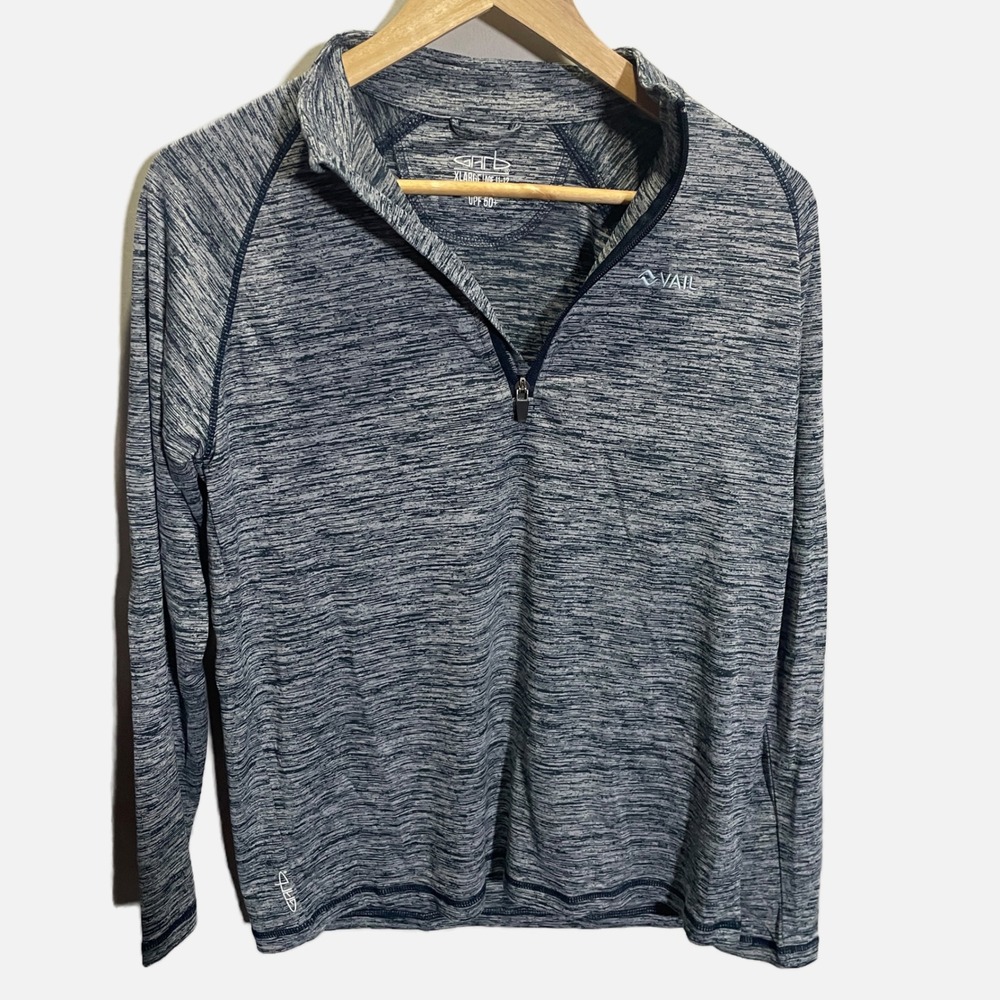 Garb‎ Vail Kids XL 11-12 Quarter Zip Pullover Space Dye Navy Blue UPF 50+ Top